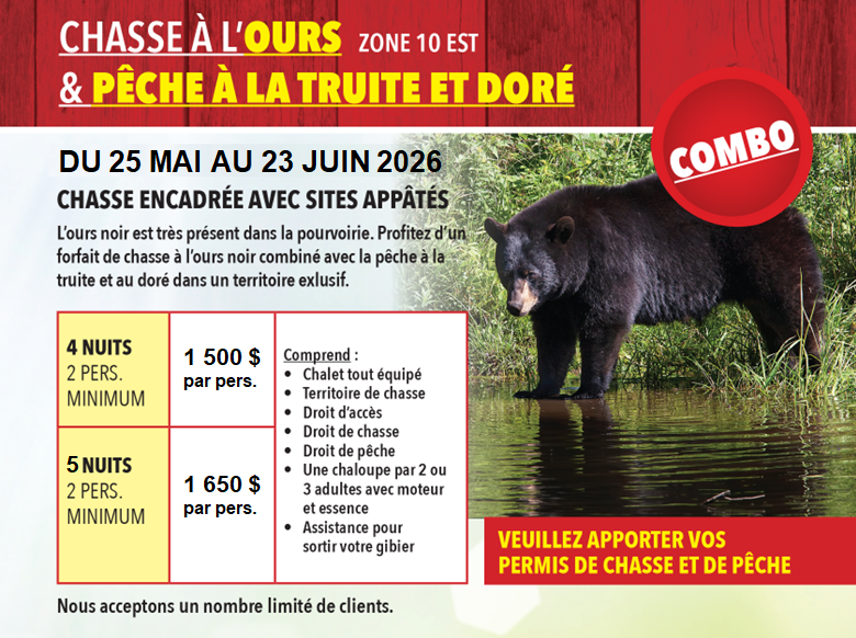 Tarifs 2026 - Chasse à l'ours noir