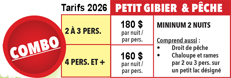 Tarifs 2026 - Chasse au petit gibier